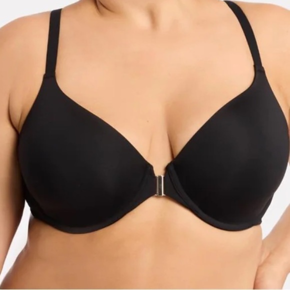 Montelle Racerback T-Shirt Bra 34D Front Closure Lace Detail Molded Cups Black - Picture 13 of 14